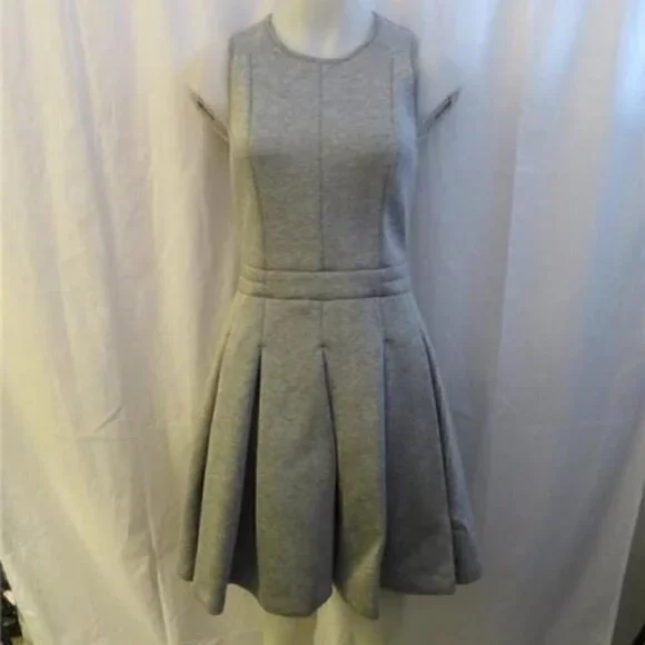 Comptoir des Cotonniers Dress XS Jersey Pleated Gray Neoprene - Picture 3 of 8